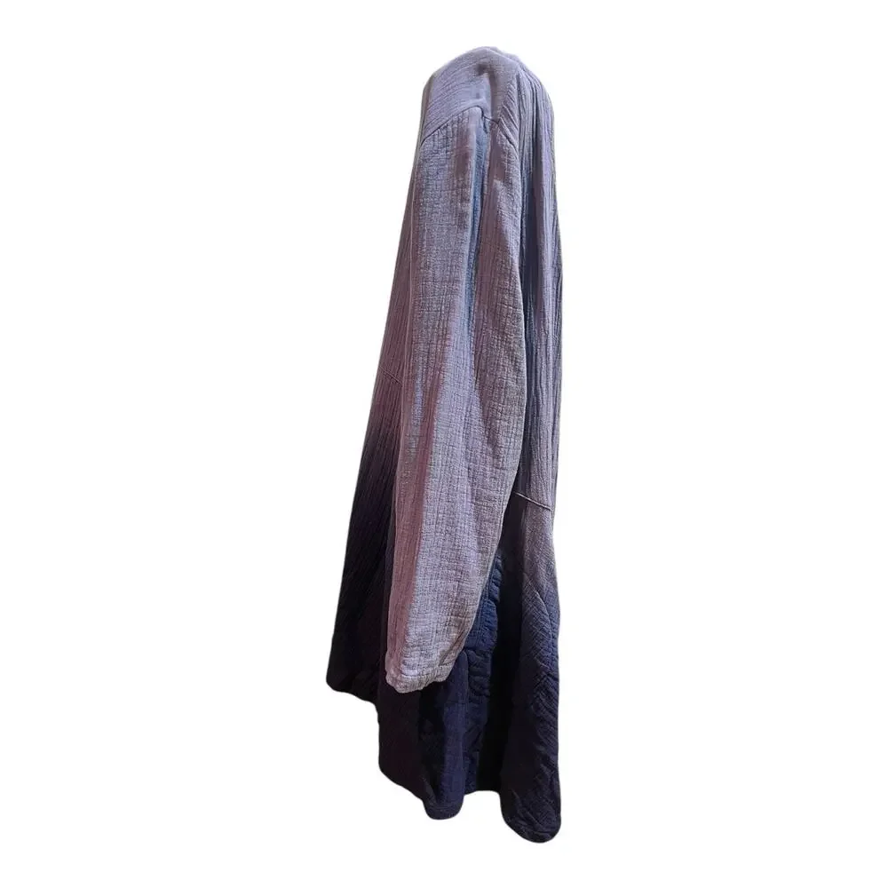Soft Surroundings Islander Duster Women’s MEDIUM Blue Ombré Gauzy Cotton Beachy